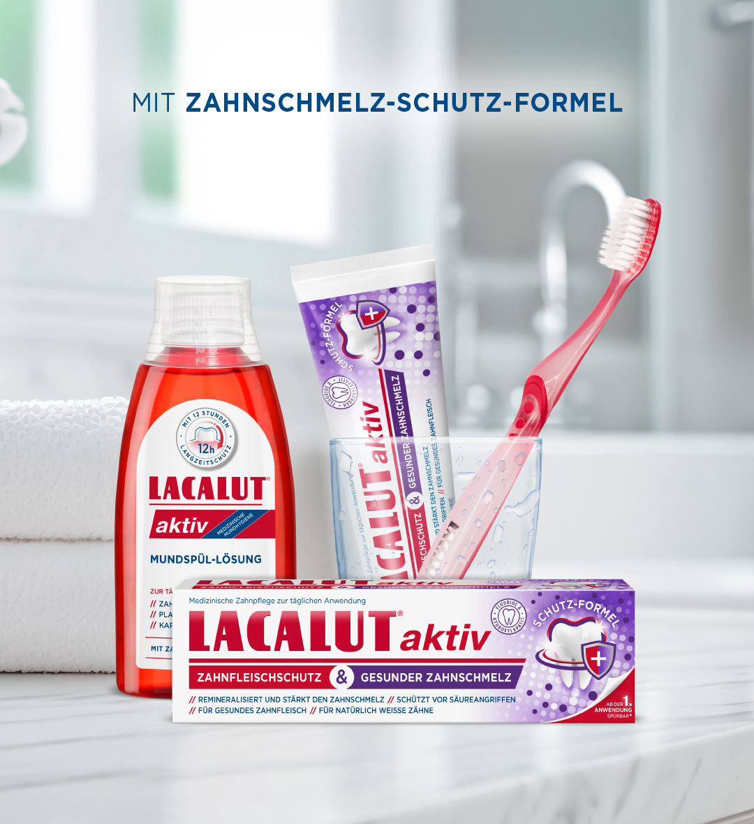 LACALUT® aktiv Zahnfleisch­schutz & Gesunder Zahnschmelz Zahncreme