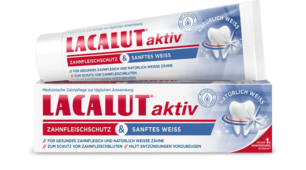 LACALUT® aktiv Zahnfleischschutz & Sanftes Weiss Zahncreme